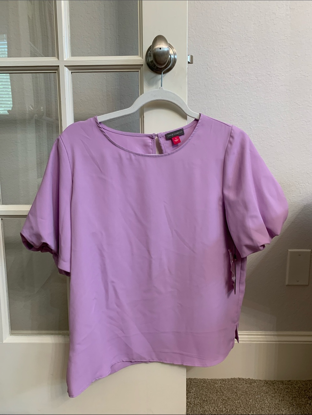 Vince Camuto Lavender Short Puff-Sleeve Top